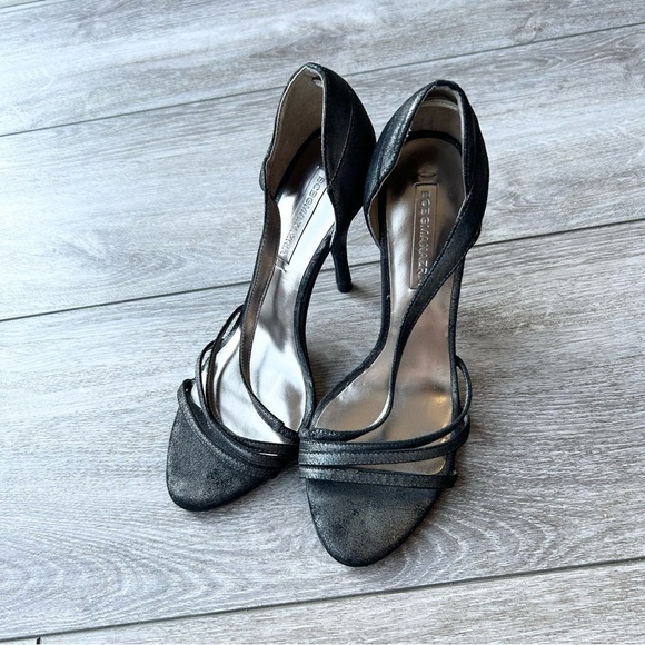 BCBGMAXAZRIA Metallic Black All Leather Heeled Sandals - Picture 2 of 14